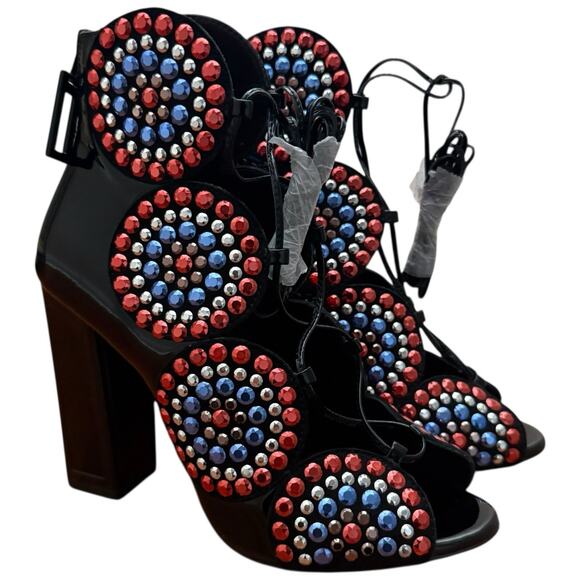 KAT MACONIE Vera Patent Leather Open Toe Embellished Boots Size 36 - Picture 3 of 15